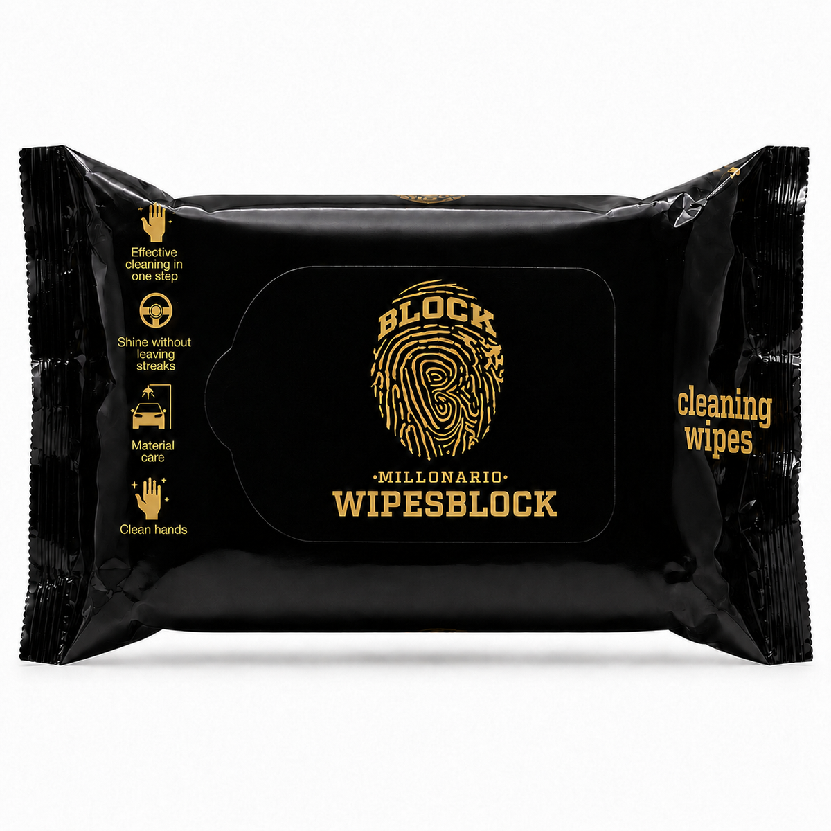 WipesBlock Car Interior Wipes - 70 Ct - Cleans Shines and Restores Black Trim